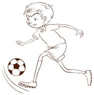Plain sketch of a soccer player