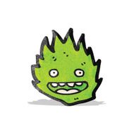 cartoon green flame spirit