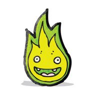 cartoon green flame spirit N3