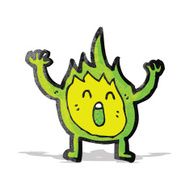 cartoon green flame spirit N6