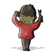 cartoon boy cutting own hair