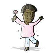 cartoon effeminate man with flower