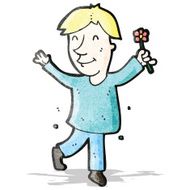cartoon man with flower