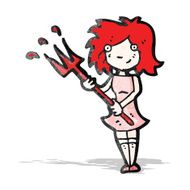 cartoon woman with pitchfork N2