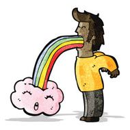 cartoon man vomiting cloud