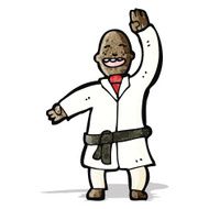 cartoon man judo chopping