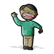 friendly waving boy cartoon
