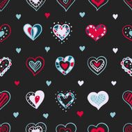 Vector bright hand drawn doodle hearts St Valentine Day seamless N2