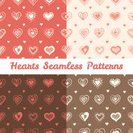 Vector soft hand drawn doodle hearts St Valentine Day seamless