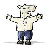 cartoon wolf in human clothing