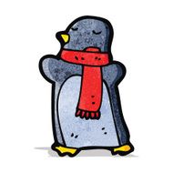 cartoon penguin in scarf