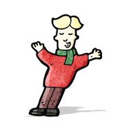 cartoon man standing in wind