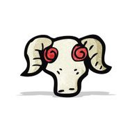 spooky ram skull cartoon