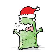 cartoon frog in christmas hat