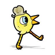 cartoon retro bird character
