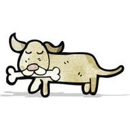 cartoon little dog with bone