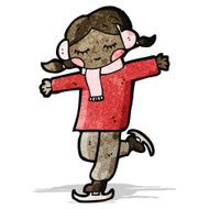 cartoon woman ice skating