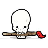 cartoon skull holding paintbrush in mouth N3