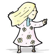 blond woman pointing