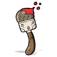 Messy Paint Brush Cartoon Character N4