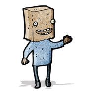 cartoon man with paper bag on head N2
