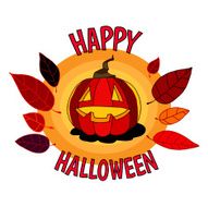 Happy Halloween card with happy pumpkin