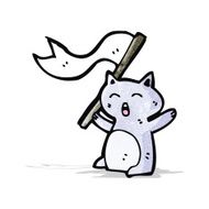 cartoon cat with flag