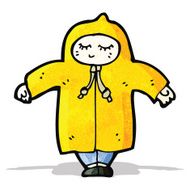 cartoon person in raincoat