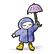 cartoon girl in rain coat