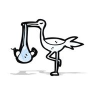 Cartoon Stork With Baby N10