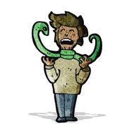 cartoon hissing snake strangling man