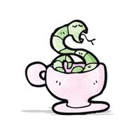 cartoon snake in tea cup