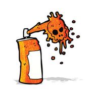 cartoon graffiti skull spray can