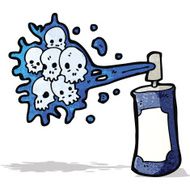 cartoon graffiti skull spray can N3