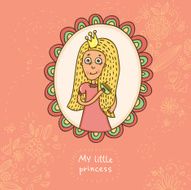 vector happy girl princess doodle