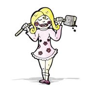 cartoon cheerful gardening girl