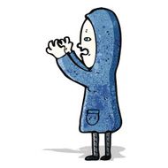 cartoon boy in coat reaching