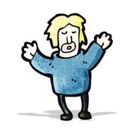 cartoon man with arms in air