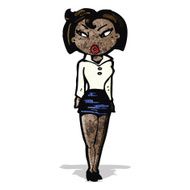 cartoon woman in short skirt