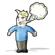 cartoon man with smokers breath