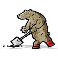 digging bear cartoon