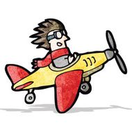 cartoon pilot in plane