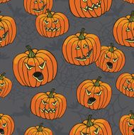 Halloween seamless pattern Pumpkin spider web bat