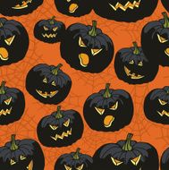 Halloween seamless pattern Pumpkin spider web