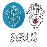 Cartoon outline sheep set Symbol Year