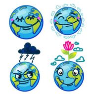 set of cute cartoon globes