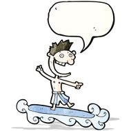 cartoon surfer with speech bubble