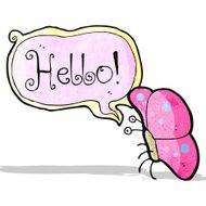 cartoon butterfly saying hello