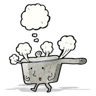 steaming hot pan cartoon