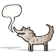 cartoon wolf with speech bubble N25